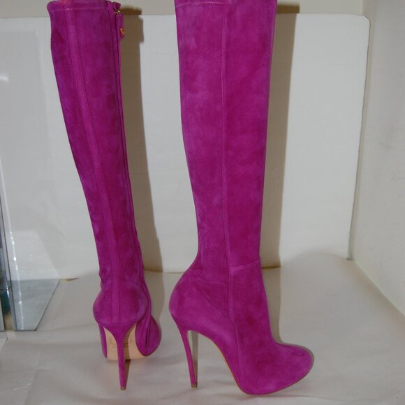 37/7❤️ DSQUARED2 Stretch Suede Leather Over Knee High Heels Mid Calf Tall BOOTS - Picture 10 of 14